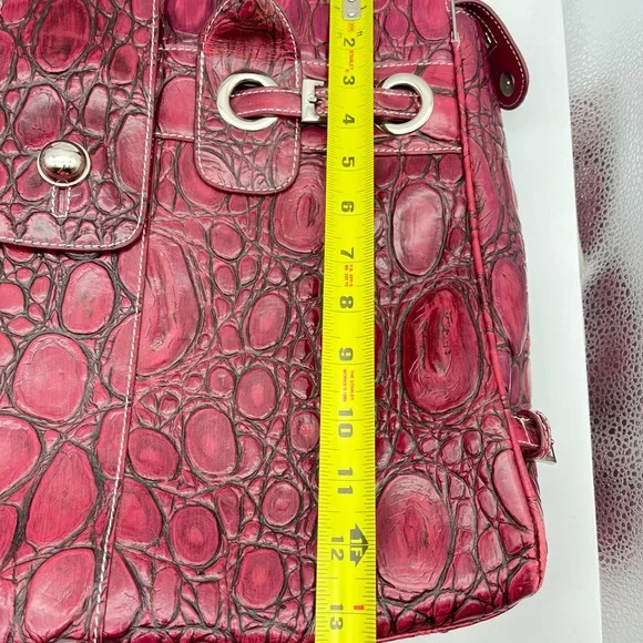 Large Charlie Lapson Leather Shoulder Bag Purse Burgundy size 16”x11” Laptop - Picture 13 of 16